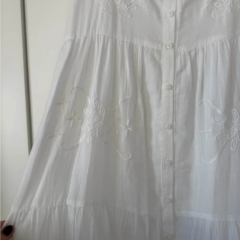 Araucaria Women’s White Cotton Button Down Midi Dress